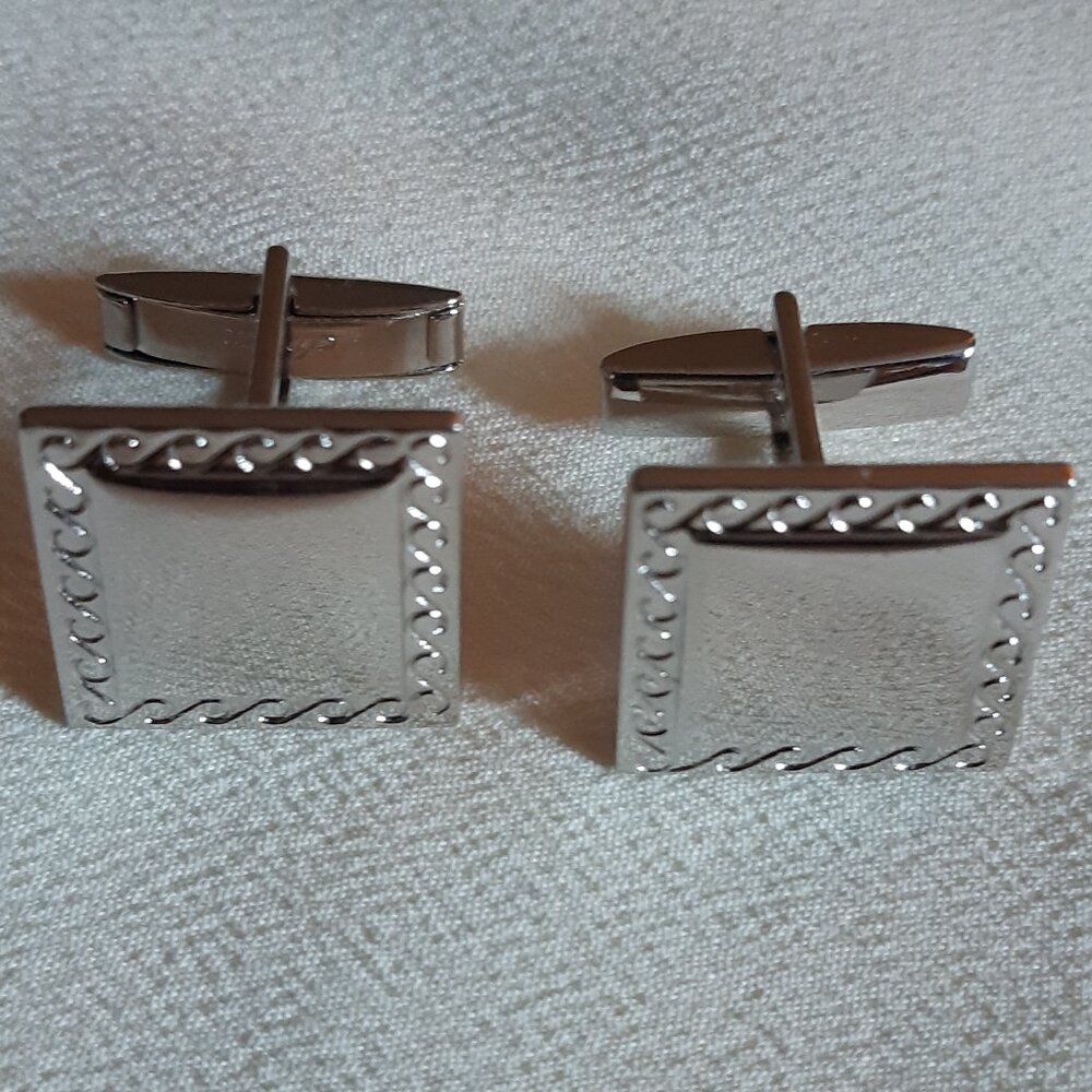 Anson Vintage Cuff Links Silver Tone Metal 3/4 Inch Square ⚡️BUY 3 for $35⚡️